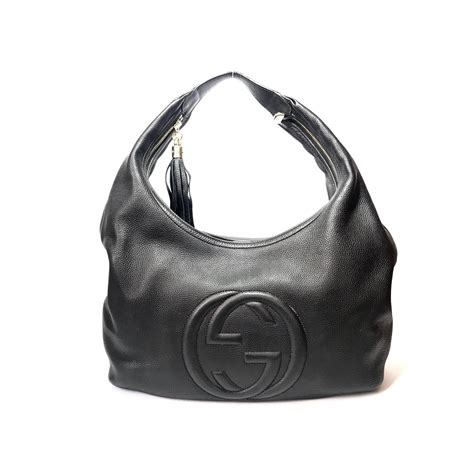 gucci black pebbled leather soho hobo bag|Gucci guccissima hobo bag.